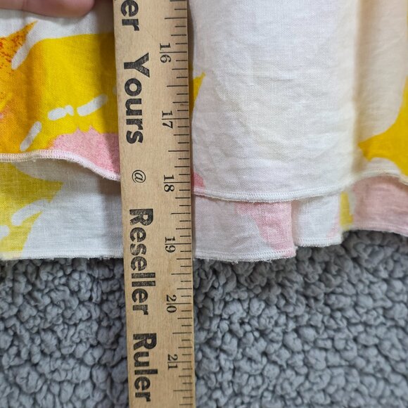 Free People Dress Large Moonshine Linen Blend White Pastel Floral Midi Tiered - Picture 12 of 16